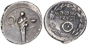 On the let is the Roman God Terminus on a coin from 58 BC.