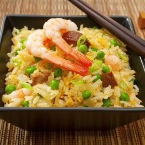 Rice with garlic and shrimps