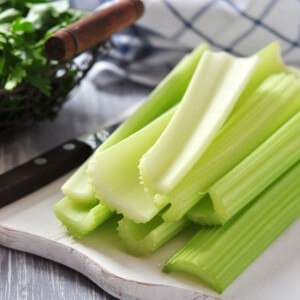 Celery on a cutting board