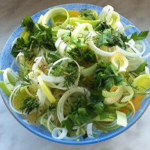 Leek and vegetable salad