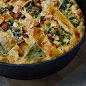 Spinach, feta cheese and egg pie