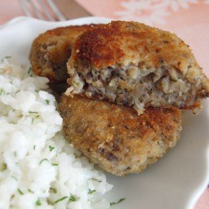 Mushroom cutlets with rice