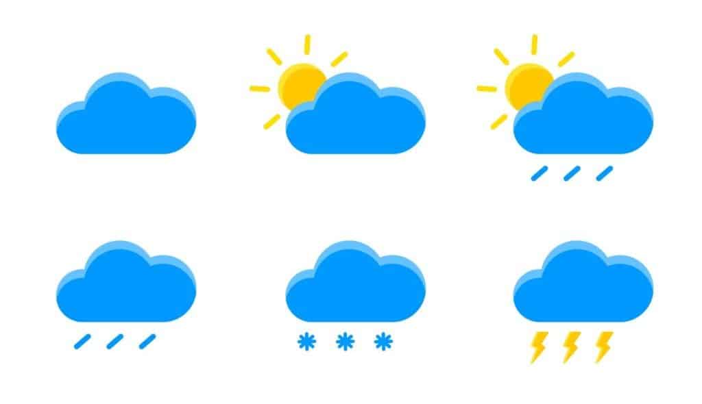 6 different weather forecast icons