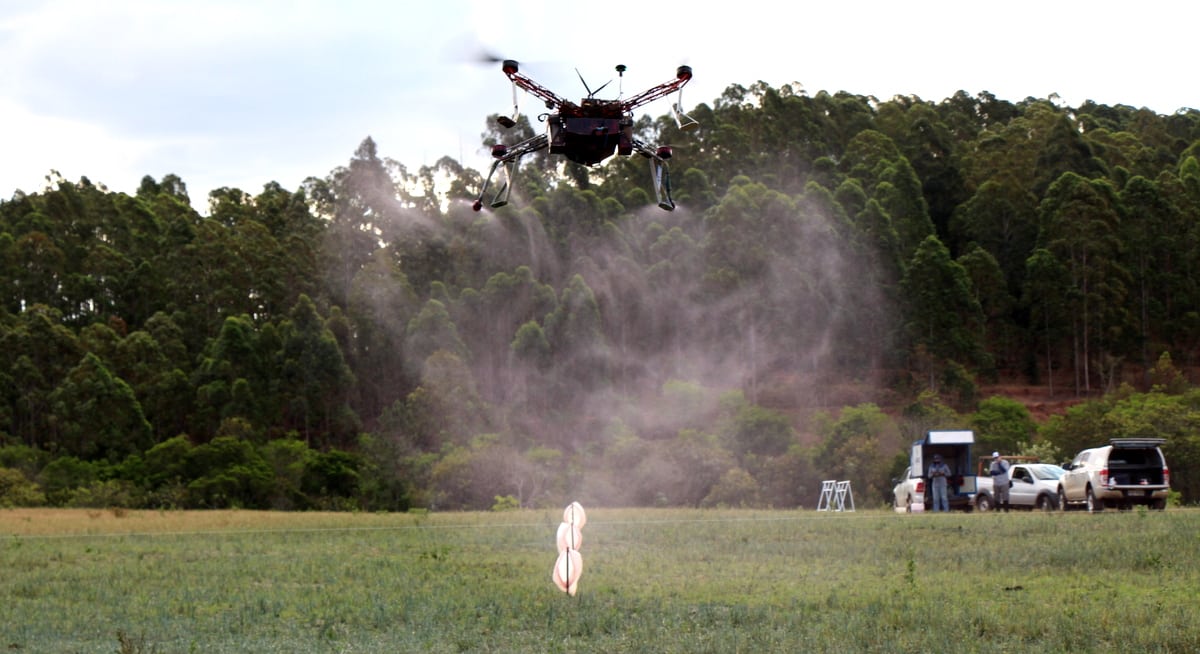 Drone performing spraying
