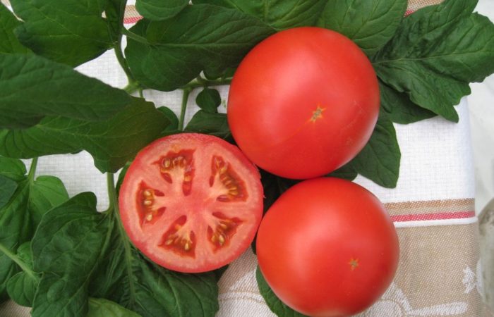 Kaksi kokonaista tomaattia ja yksi leikkaus
