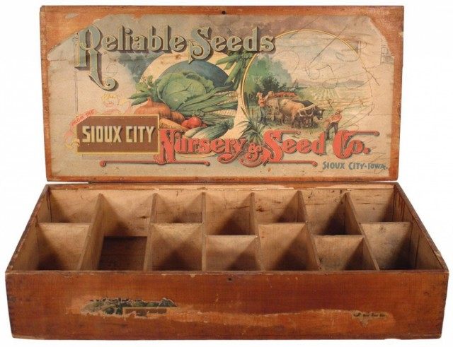 Antique seed storage box