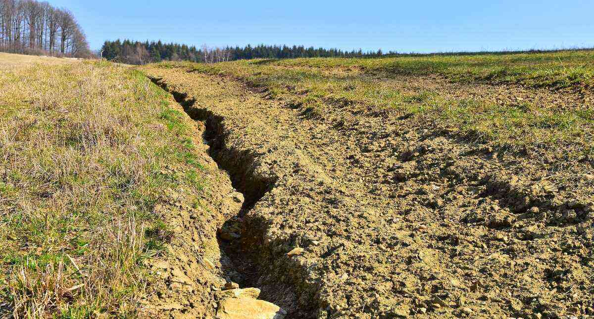 Agricultural soil with erosion