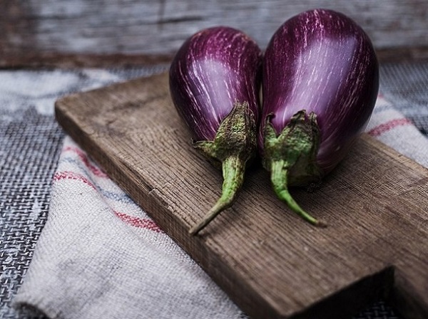 Ripe eggplant on the table