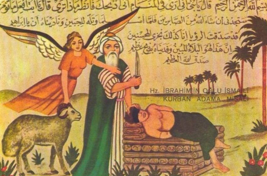 Illustration of the myth of Ibrahim and Ismail